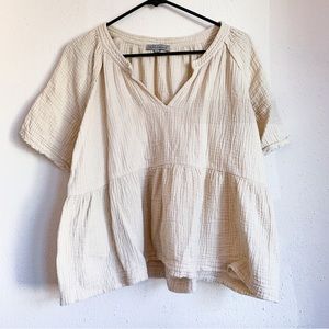 Cream Cotton Muslin Gauze Top / L